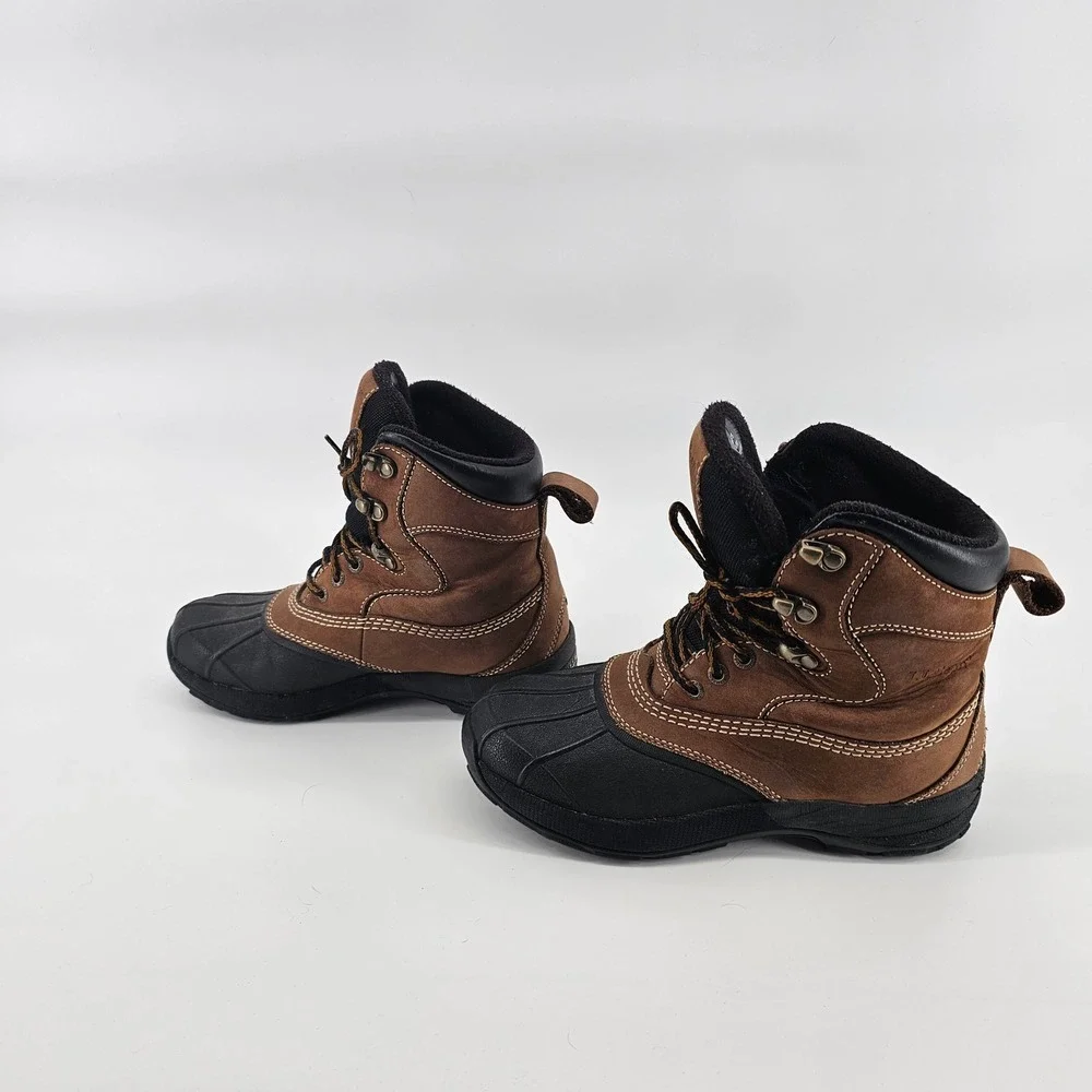 L.L. Bean Snow Boots Womens 6 Brown Black Primaloft Insulated Duck Boots VN05455